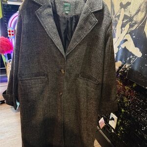 Wild Fable Charcoal Plaid Trench Coat